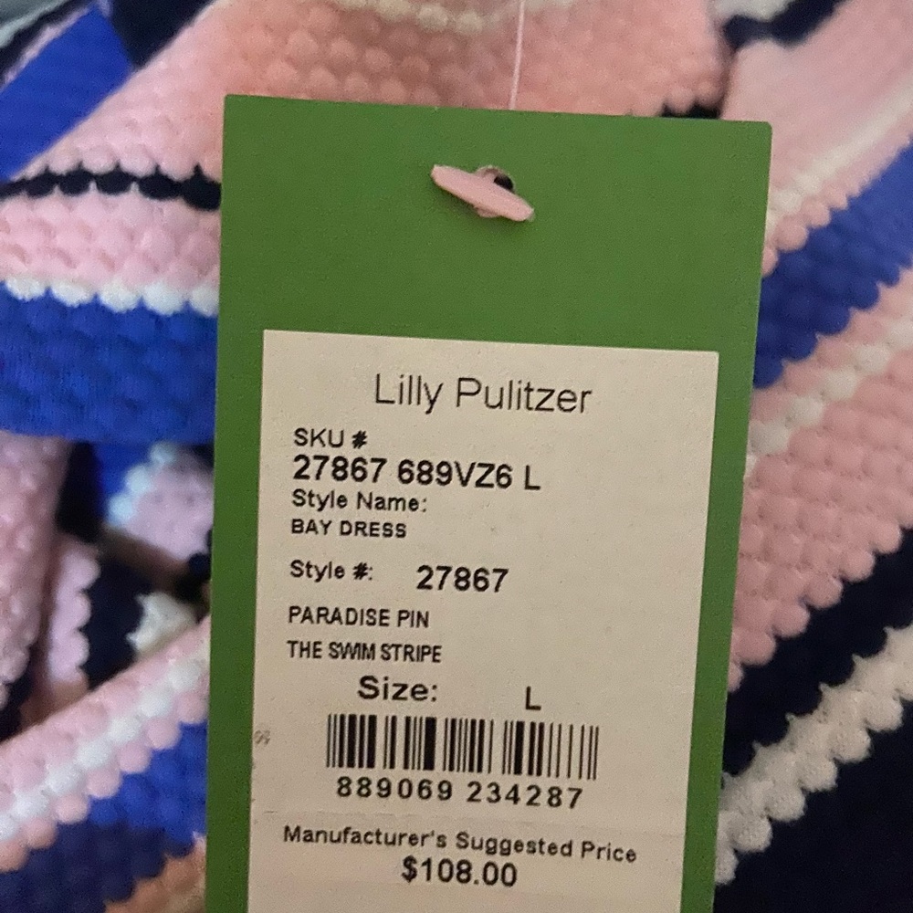 Lilly Pulitzer Paradise Pin the Swim Stripe shift dress NWT size Large - Picture 6 of 7